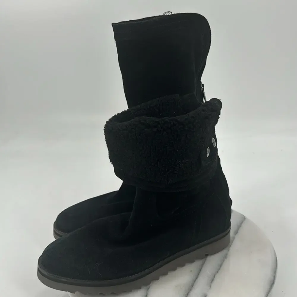 Aquatalia Paloma black Suede Fuax Fur Lined Zipper boots